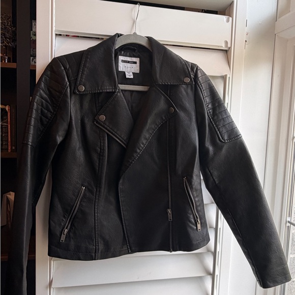 Noisy may Jackets & Blazers - Noisy May Black Faux Leather Moto Jacket with Quilted Shoulders
